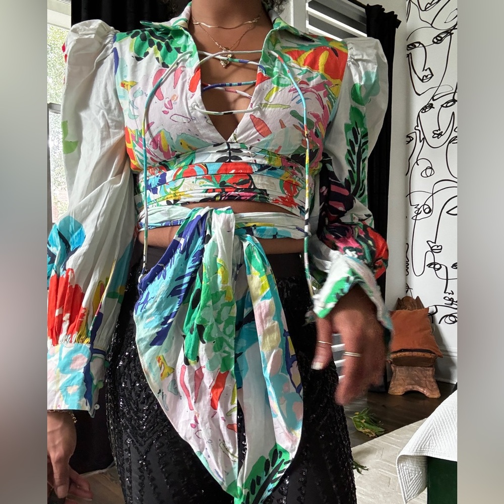 Floral crop blouse
